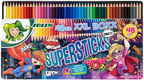 JOLLY Buntstifte Supersticks Kinderfest XXL Box Version 1, Bruchfeste & ungiftige Farbstifte, Made in Austria, 48 Stifte