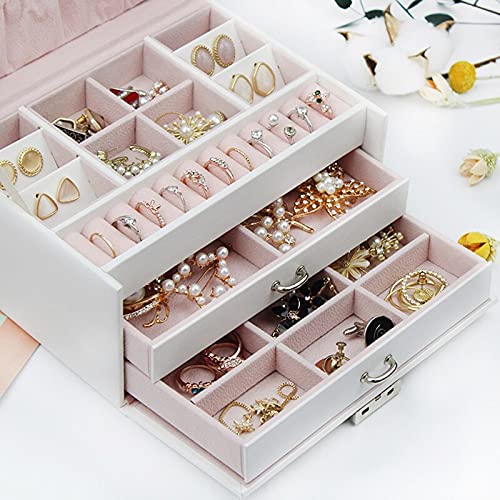 Joyero organizador de 3 capas con compartimentos grandes para collares y anillos, estuche de almacenamiento de accesorios para el hogar