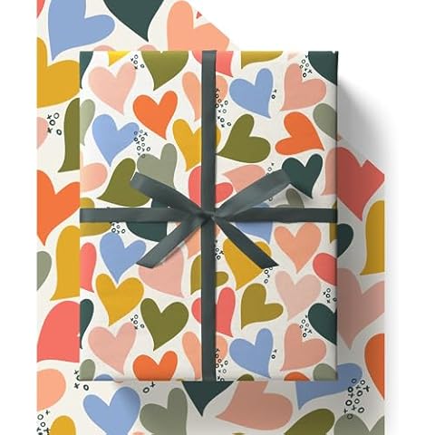Eco Friendly Colourful Hearts Wrapping Paper Cover
