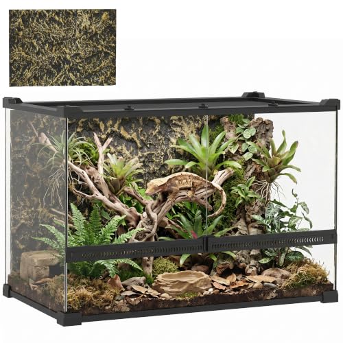 PawHut Reptile Glass Terrarium Reptile Vivarium 50 x 30 x 35 cm Black