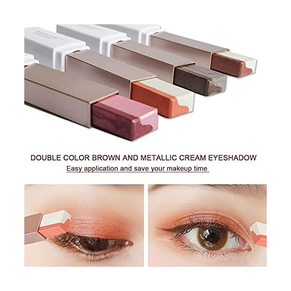 WENSUNNIE-Glitter-Shimmer-Gradient-Eyeshadow-Makeup-Stick-Set-for-Older-Women-Mature-Skin-Double-Color-Brown-And-Metallic-Cream-Eyeshadow-Stick-Long-Lasting-Waterproof-Smoky-Eye-Shadow-Pencil-Crayon-4 WENSUNNIE Glitter Shimmer Gradient Eyeshadow Makeup Stick Set for Older Women & Mature Skin, Double Color Brown And Metallic Cream Eyeshadow Stick, Long Lasting Waterproof Smoky Eye Shadow Pencil Crayon (4Pack)