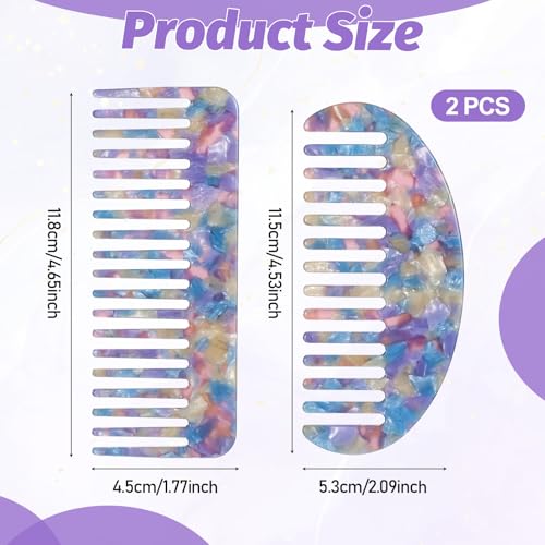 2PCS Peines de Dientes Anchos de Acetato Violeta miniatura 2