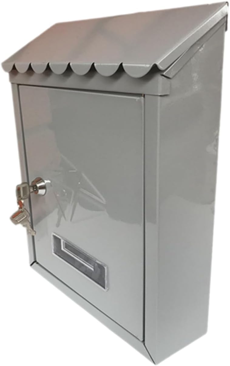 Uonlytech Vintage Wall-Mount Mailbox Lock Weatherproof Tinplate Letter Box for Garden Outdoor Use Secure Box