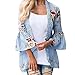 Produktbild MRULIC Damen Florale Kimono Cardigan Boho Chiffon Sommerkleid Beach Cover up Leicht Tuch für die Sommermonate am Strand Oder See (2XL, Blau)