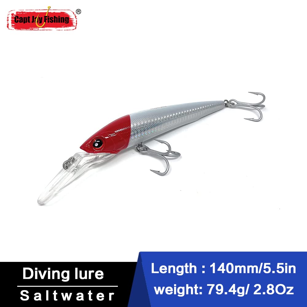 deep diving saltwater fishing lures Amazon.com : Capt Jay Fishing Deep Diving Fishing Lures Swimbait Sinking  Minnow Lure Saltwater Trolling Lure (Red Head(50g), 140mm) : Sports &  Outdoors