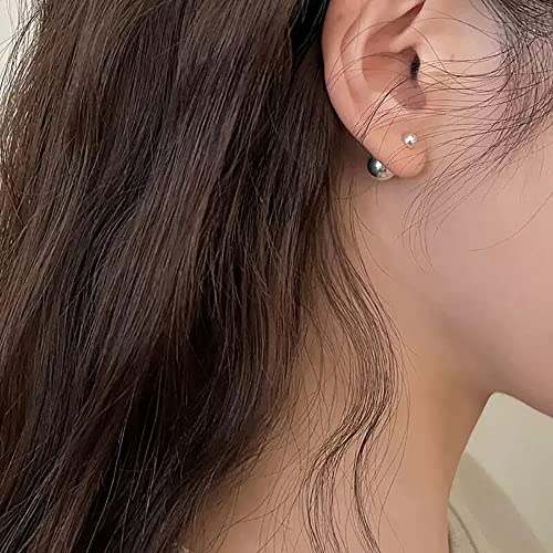 Cute Bead Ball Double Sided Front Back Stud Earrings for Women 925 Sterling Silver Cartilage Sleeper Ear Jackets Studs Earring Fashion 2 in 1 Jewelry Gifts for Daughter Hypoallergenic2