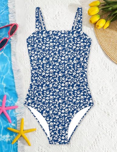 Image of Girls One Piece Swimsuit Bow Back Girls Bathing Suit Adjustable Straps Quick Dry Girl Swimwear 9-16T Swim Suit