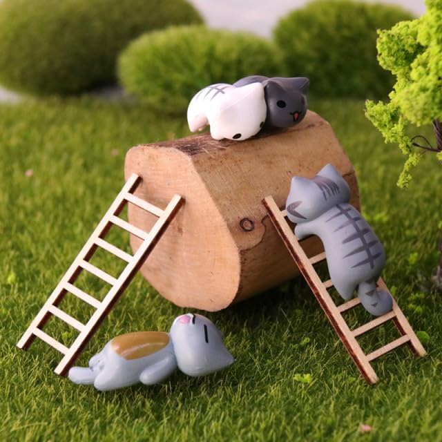 Operitacx Mini Wooden Ladder 2.36 Inch Dollhouse Accessory for Diy Crafts Micro Landscape Model Photography Prop Set of 10 Small Step Ladders - Image 2