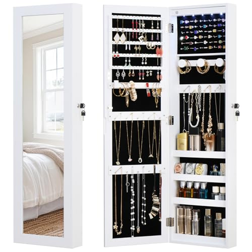MASMIRE Full Length Mirror Jewelry Cabinet