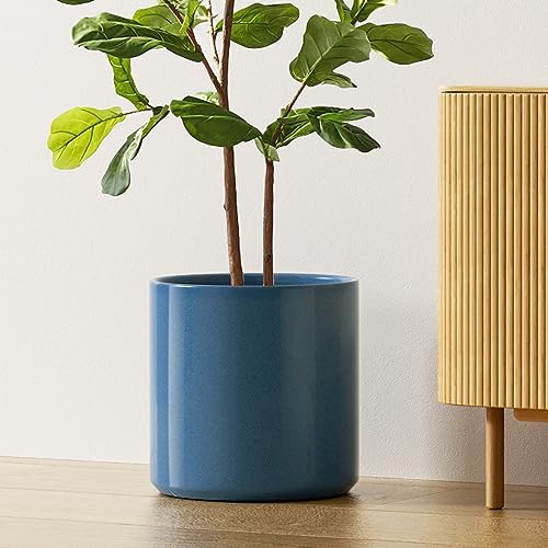 LE TAUCI Macetas de 12 pulgadas para plantas, maceta grande de cerámica para plantas de interior, macetas modernas de mediados de siglo con agujero de drenaje y enchufe extraíble, maceta redonda,