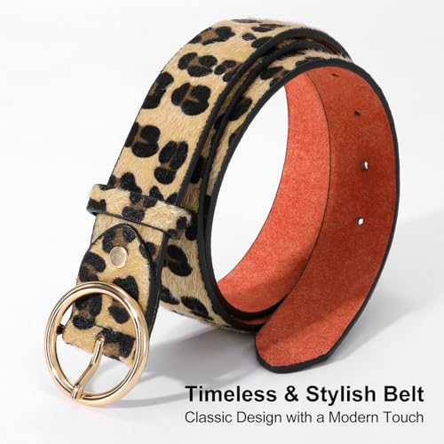 XZQTIVE Women Leather Belt with Circle Gold Buckle Fashion Ladies Waist Belt for Jeans Pants Dresses2