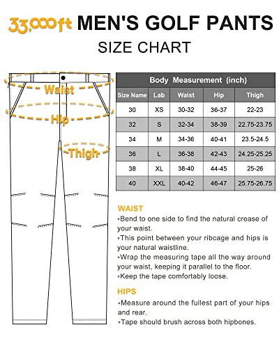 33,000Ft Men'S Golf Pants With 5 Pockets Classic-Fit Stretch Quick Dry Lightweight Upf 50+ Hiking Pants Grey thumb #6