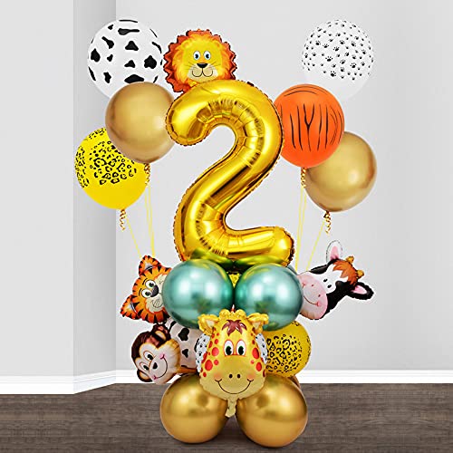 HIGH SHINE 2nd Birthday Jungle Safari Themed Birthday Wild One Balloons Decorations With Animal Rubber Balloons for Kids Boys Girls ( Safari Theme Birthday) (2) Multicolour