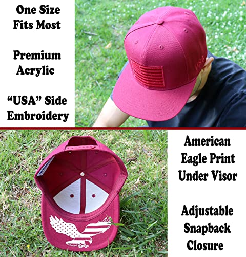 Image of Antourage American Flag Unisex Baseball Hat for Men and Women | USA Flag Mesh Snapback Flat Visor Cap + 2 Patriotic Patches