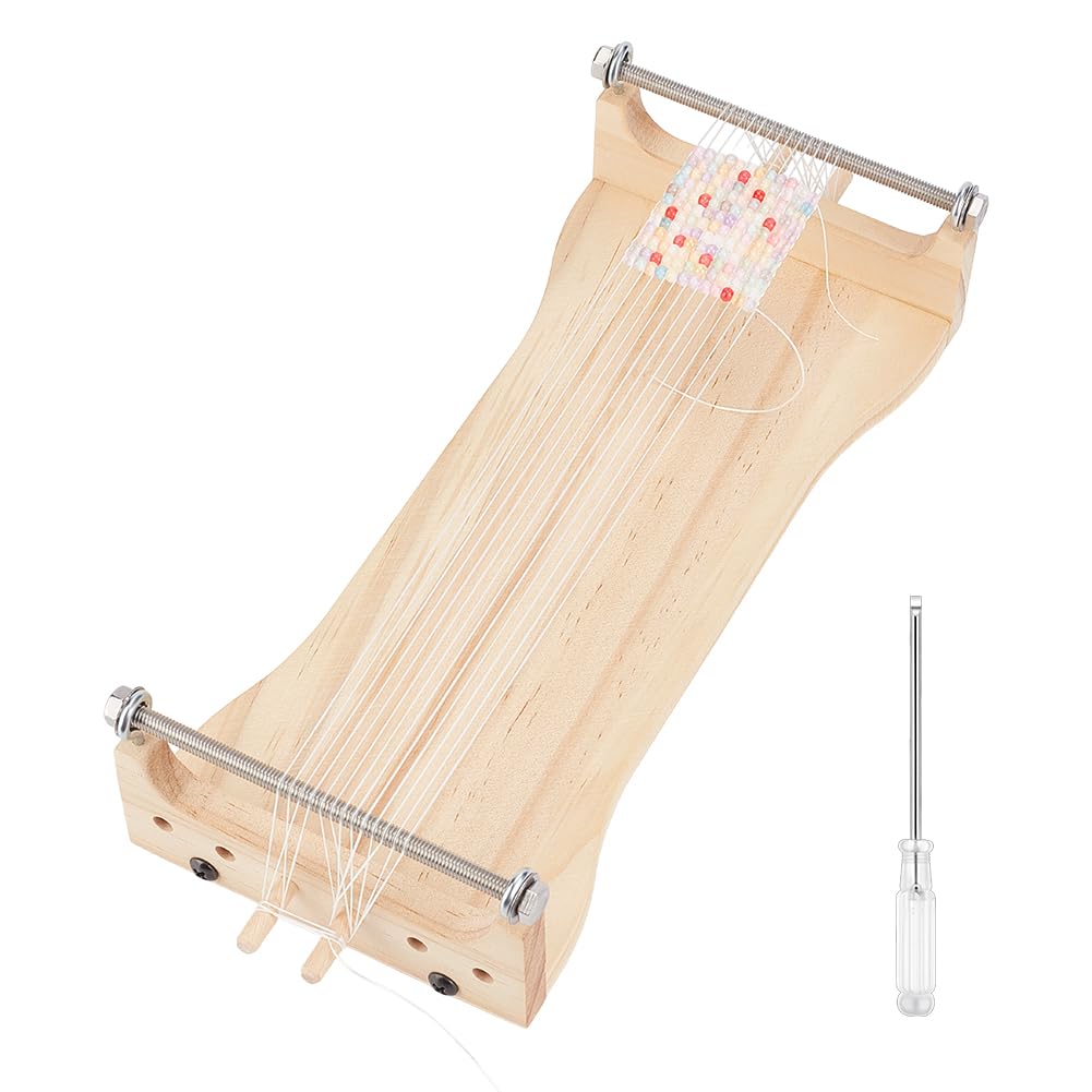 BENECREAT Kit de Métier à Tisser à Perles en Bois de 27.4x12.5x6.3cm Kit Complet de Tissage aux Tablettes avec Tournevis pour la Fabrication de Bijoux et les Projets D'Artisanat.