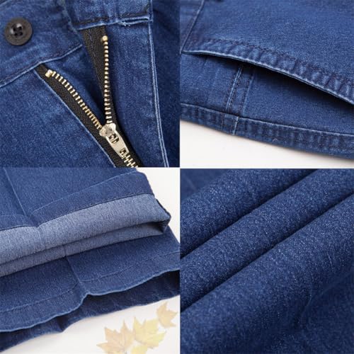 Mens Elastic Waist Jeans Relaxed Fit, Jeans for Older Men, Men's Classic Straight Fit Stretch Jeans, with Zipper and Button3