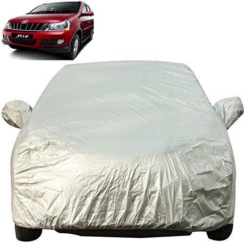 Image of Autofact Waterproof Premium Silver Matty Triple Stitched Car Body Cover with Mirror Pocket for Mahindra Xylo