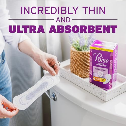 Image of Poise Daily Microliners, Incontinence Panty Liners for Bladder Leaks, 1 Drop Lightest Absorbency, Long Length,Pantiliners, 50 Count (Pack of 6)
