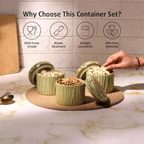 Image of SELVEL Airtight Storage Containers | BPA-Free, Food-Grade, Unbreakable Polypropylene | Multipurpose for Kitchen & Pantry | Space-Saving & Durable - Set of 3 (450ML Each) (Lime Green)