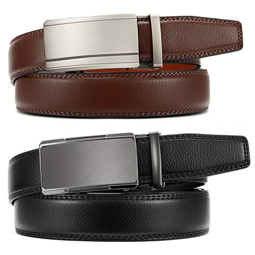 Image of CHAOREN Mens Dress Belt Leather 2 Pack - Mens Ratchet Belt for Dress Shirt and Pants Every Occasion (32mm)