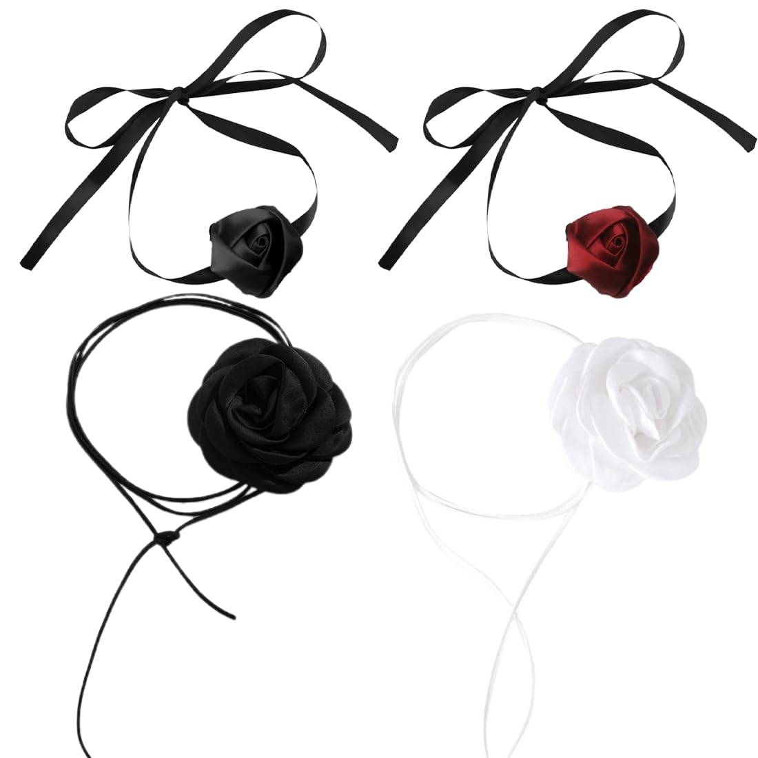 Collana di fiori di rosa grande di moda collana di velluto nero