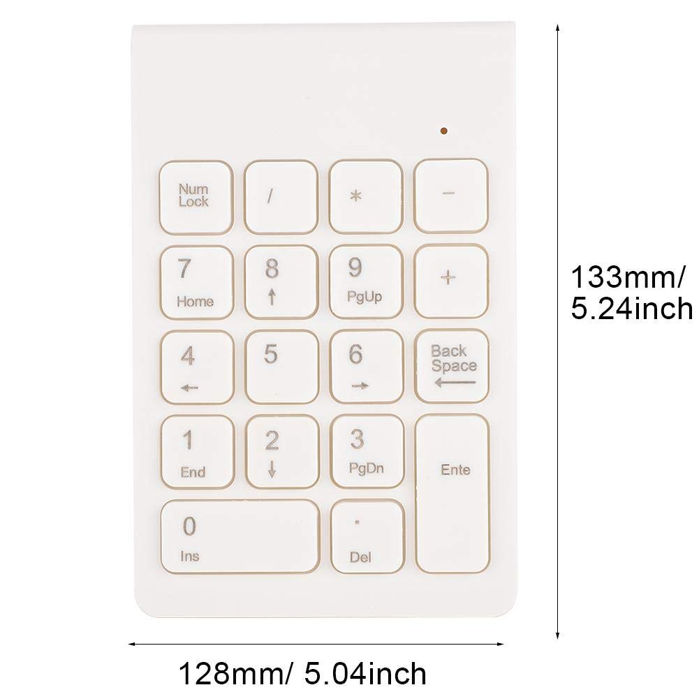 Tastiera numerica wireless 2.4G, tastierino numerico Bluetooth mini tastiera portatile a 18 tasti, tastierino numerico generale per laptop, desktop, ecc(bianca)