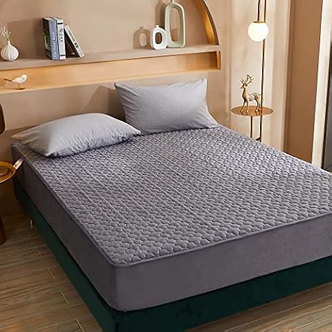 Pangzi Solid Flannel Plush Bedding Fitted Sheet,Velvety Soft Heavyweight Non-Slip Protective Cover for Bed Mattress (Queen, Gray) Cover