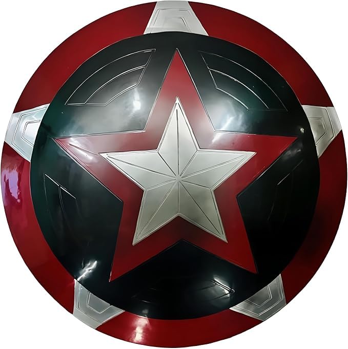 Medieval Armor Red Guardian Shield, Cinematic Battle Damage Replica Shield, Perfect for LARP, Roleplay, Cosplay, Halloween Shield, Home Decor, Clear, Adult