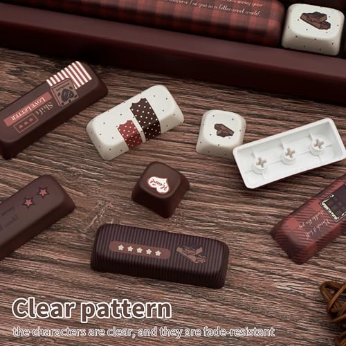 Image of Cute Keycaps Velvet Chocolate Red White PBT MX Switch Key Cap