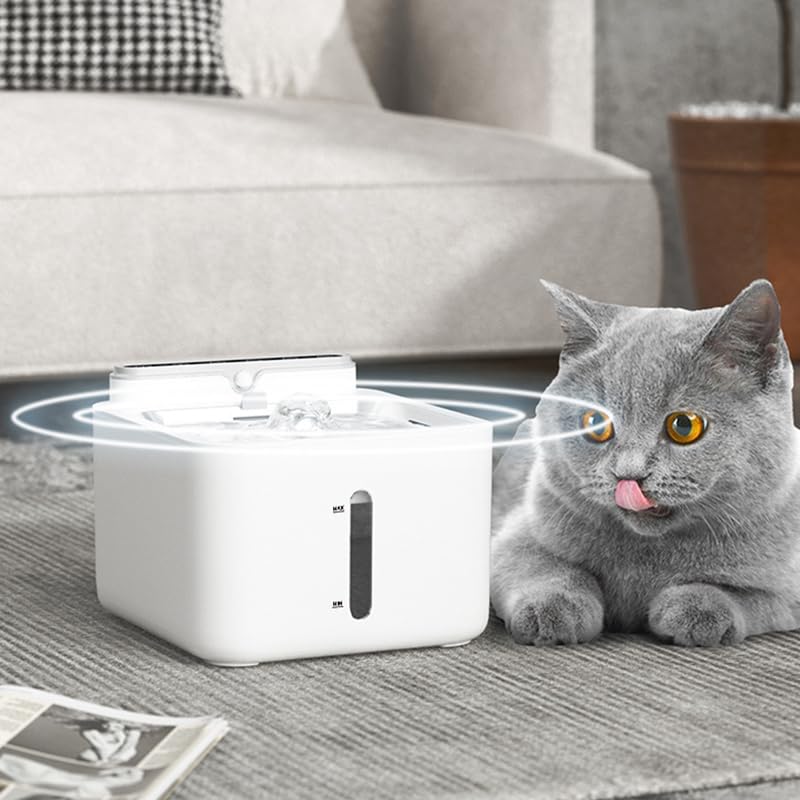 Fuente de Agua Inalámbrica para Gatos con Recordatorios Inteligentes, Fuente de Alimentación Dual, Dispensación de Agua por Inducción, para Amantes de Las Mascotas, Grado de Sueño Silencioso,