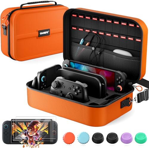 Image of COOWPS Switch 2 Case Bundle for Nintendo Switch 2, with 2-Pack Screen Protector, 6Pcs Thumb Grips, 20 Game Card Slots, Portable Travel Full Protection All In One Storage Case for Switch 2 Accessories