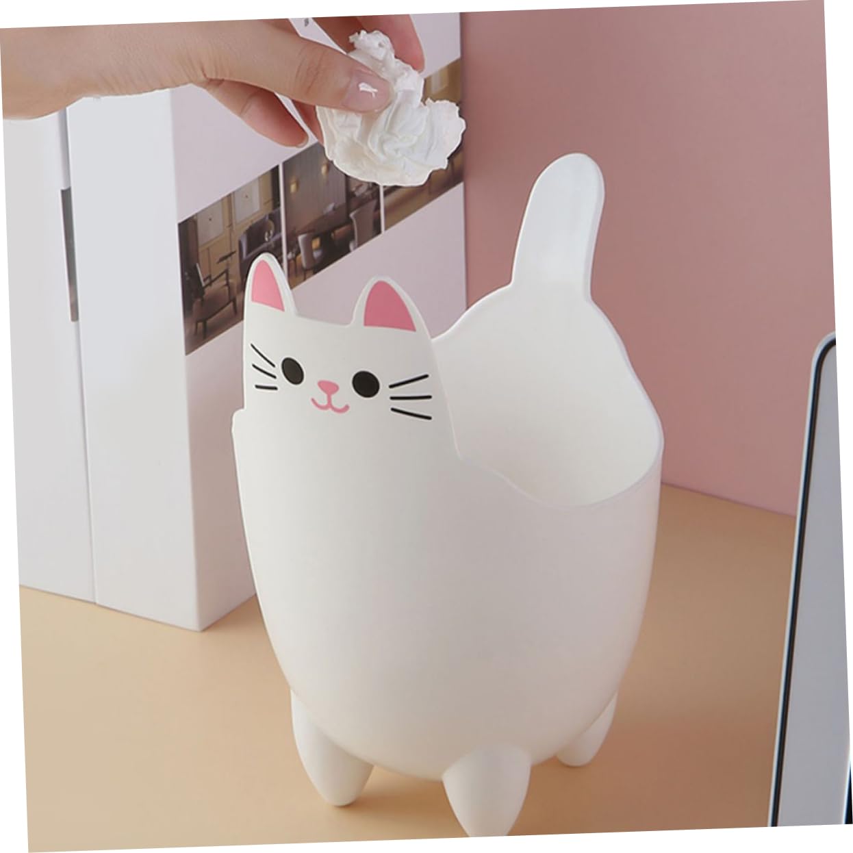 2 Stücke Katze Müll Dosen Desktop Abfall Eimer Mini Mülleimer Für Schreibtisch Büro Küche Nachttisch Deckel