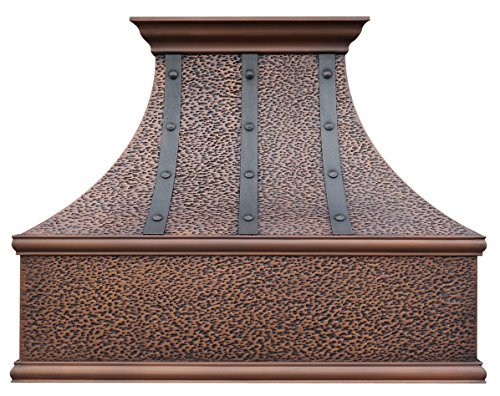 CT Copper Tailor Copper Vent Hood Island Mount,48'' W,48''H, 1150 CFM Exhaust Fan,Stainless Steel Vent,LED Light,Dishwasher-Safe Baffle Filters,CT-VH7ETR