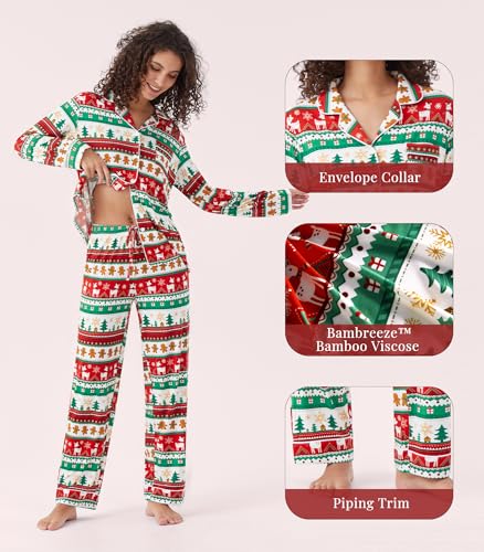 Image of WiWi Viscose from Bamboo Women's Pajamas Set Super Soft Button Down Top and Pants Sleepwear Cooling Pjs S-3X
