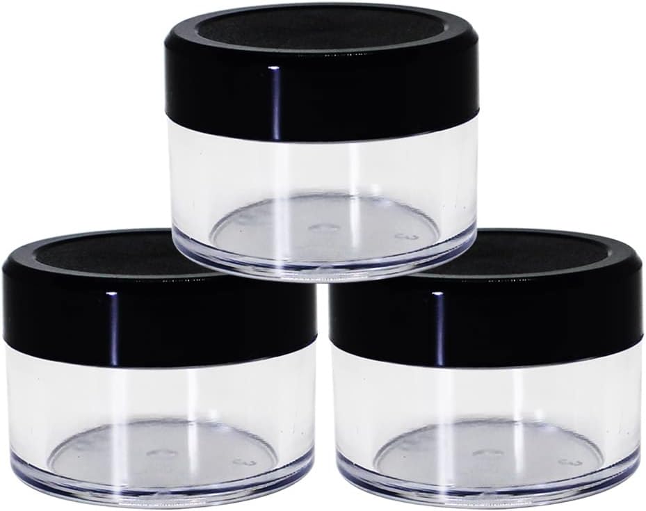 nsb herbals 15 Ml Empty Acrylic San Jar Transparent/Clear Cosmetic Container With Black Lid And Inner Lids For Lip Balms, Lip Scrubs, Body Butters, Eyeshadow, Makeup And Diy Products (3)