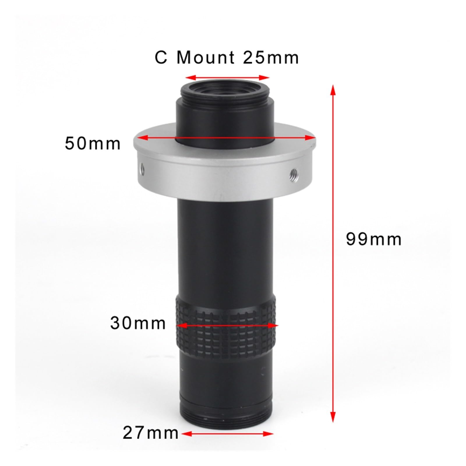 Einstellbare Vergrößerung, 130-facher Zoom, C-Mount-Objektiv, Arbeitsabstand 10–100 cm. Industrie-Videomikroskop-Kamera, für Löten von PCB-CPU-Reparaturen(50mm)