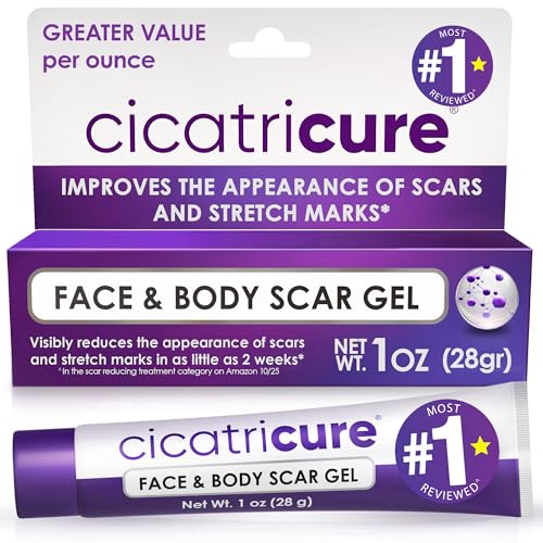 Cicatricure Advanced Scar Gel for Face & Body - Proven Results in 2 Weeks, Scar Treatment for Surgical Scars, Stretch Marks, Scars of Burns and Injuries, Acne Scar Treatment, 1 oz (28 g)