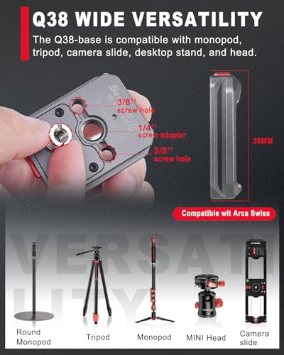 Image of IFOOTAGE Quick Release Kit Q38,Square Arca Swiss 38mm Quick Release Plate, Aluminum Alloy, Compatible SLR,VCR,Mirrorless Cameras,Cell Phone Clips