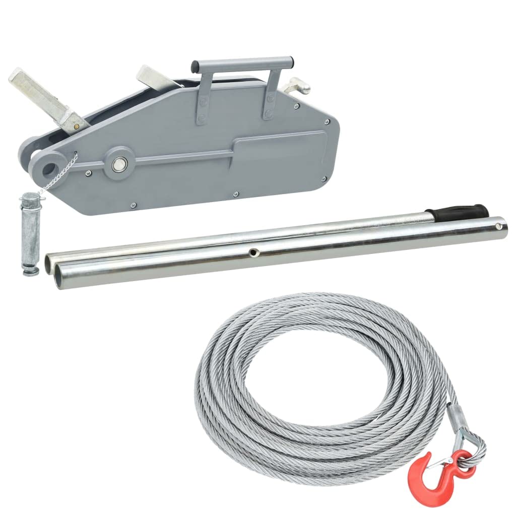 vidaXL Cabrestante Elevador de Cable Polipasto Tracción Tensión Elevación Mano Palanca Manual Gancho Seguridad Protección contra Sobrecargas 1600 kg