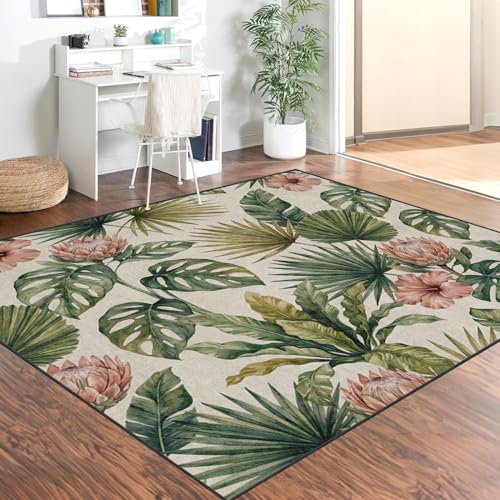 Tapete decorativo 5'x7' lavable con diseño tropical miniatura 3