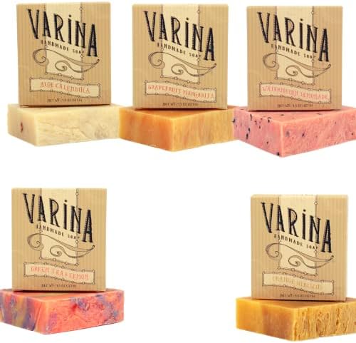 Varina Natural Aloe 2 Variety Bar Soap - Gentle Cleansing for Sensitive Skin, Fruity - 5 Pack - Experience Healthy and Glowing Skin