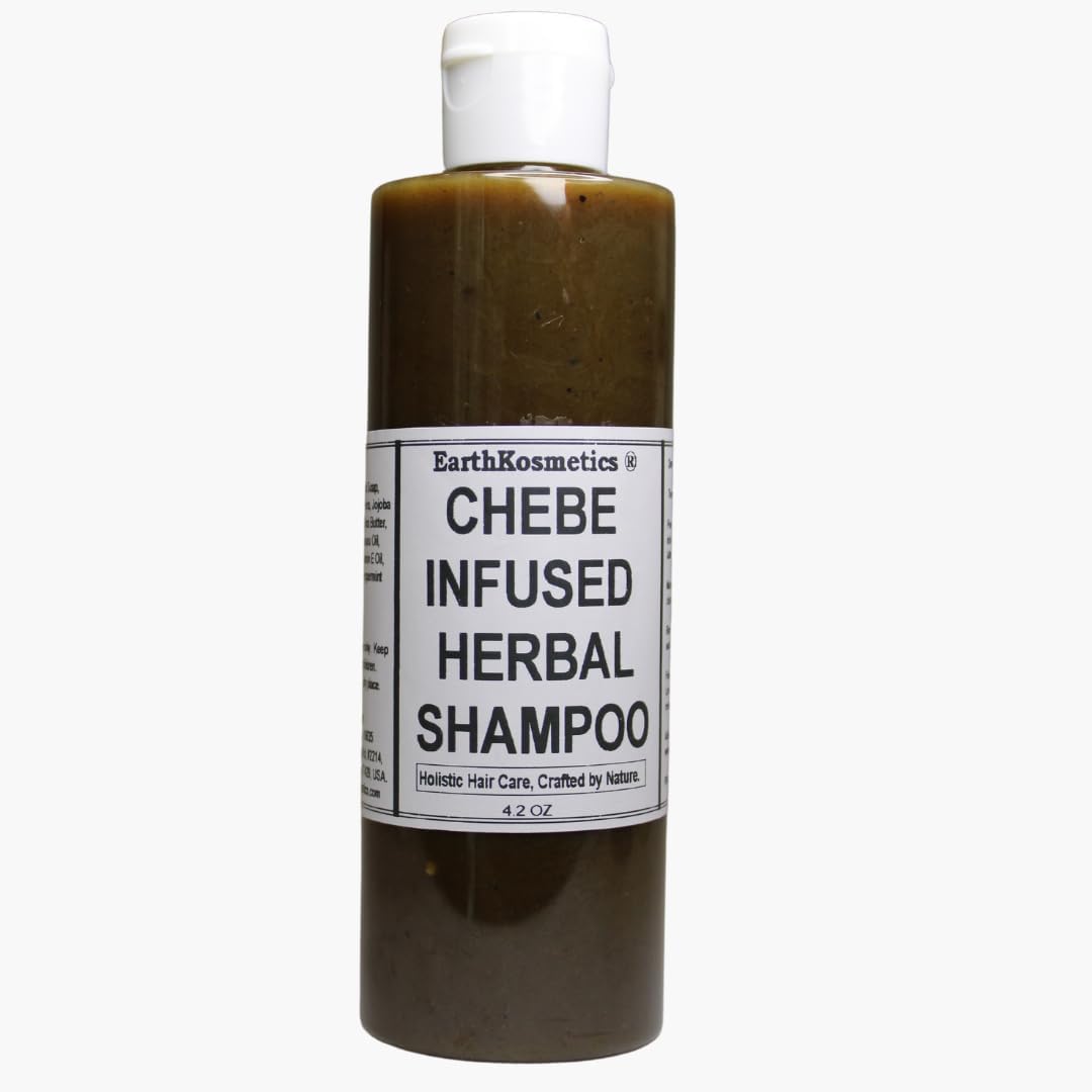 Herbal Chebe Shampoo with African Black Soap & Shea Butter: Strengthen and revitalize your hair with this blend of potent herbs and oils for growth, hydration, and shine. 4.2oz