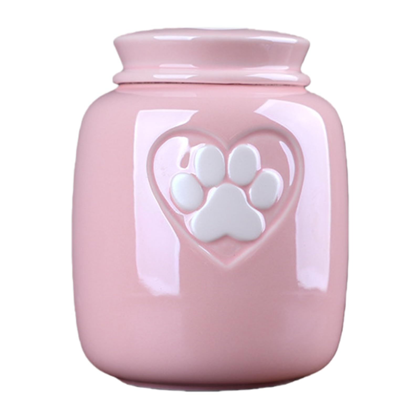 Duuclume Pet Cremation Urn - Heart Paws Ceramic Memorial Urn with Non-Woven Moisture-Proof Seal for Dogs & Cats Ashes, Ideal for Memorials, Funerals & Honoring (Pink, 1200ML)