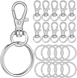 Heyu-Lotus 60Pcs Key Ring Clips Hoop, Keychain Hooks with Key Ring Unisex Keyring Keychains for Key Jewelry DIY Crafts(30Pcs Lanyard Snap Hooks+30Pcs Key Rings)