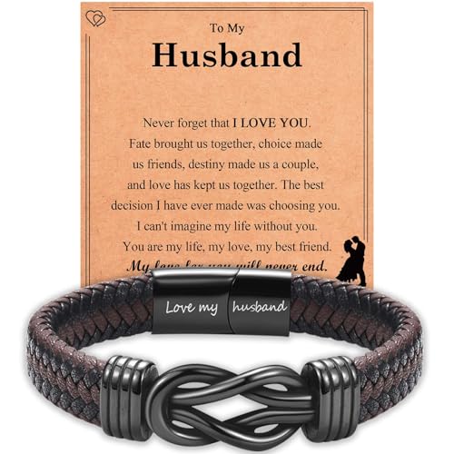 Infinity Knot Bracelet Leather Bracelet Gifts for Son Grandson Nephew Brother Dad Husband Uncle Grandpa Boyfriend, Easter Graduation Christmas Valentines Fathers Day Birthday Gifts for Boys Men Him