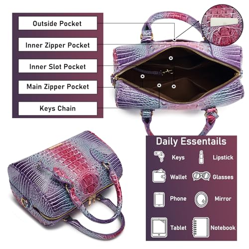 Image of Makcr Joacbv Top-Handle Crocodile Purses For Women Crossbody Leather Bags Trendy Large Capacity Tote with Shoulder Strap