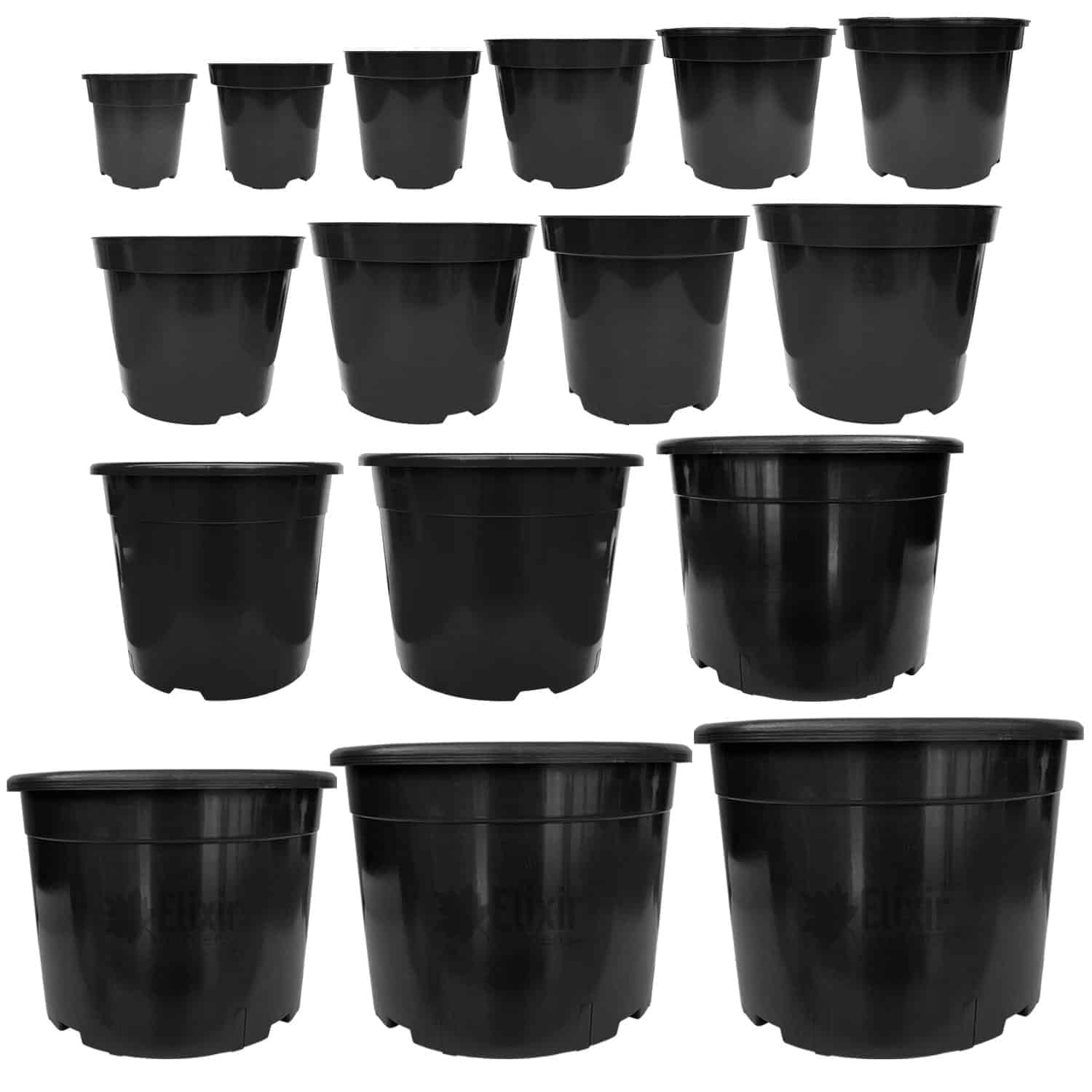 Elixir Gardens Round Black Recycled Plastic Garden Plant/Shrub/Flower Pots with Reinforced Rim | Various sizes (1 to 60 litres) & various quantities available (from 2 to 1000) 20L x 2 - 4