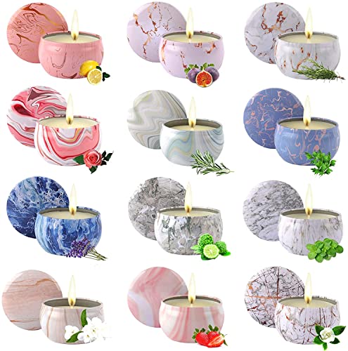 Candles Gifts for Women, 12 Pack Candles for Home Scented, Soy Wax 2.5oz, Small Canned Easy to Carry, Jar Candles, Gift for Women Meditation, Bath, Yoga, Mother's Day