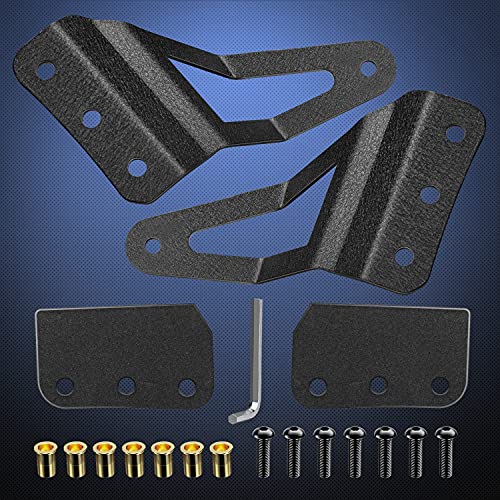 Image of Nilight 2PCS 52 inch Curved LED Light Bar Bracket at Upper Windshield Roof Cab for 07-13 Chevy Silverado Suburban Avalanche Tahoe & GMC Yukon Sierra