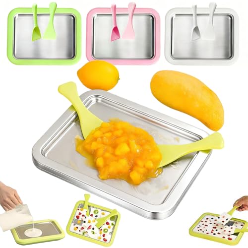Kit de máquina de helado enrollado en casa, máquina grande de rollos de helado instantáneo con 2 espátulas, placa de congelación instantánea enrollada portátil, máquina casera de yogur congelado para